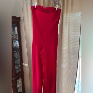 Red Strapless Pnatsuit